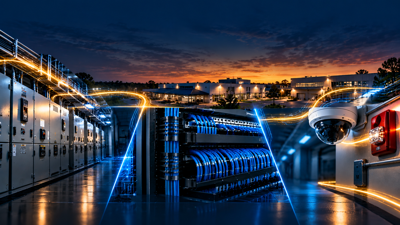 Integrated electrical, communications and security infrastructure representing DeGraaf Systems' three core capabilities